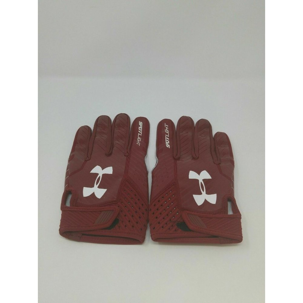 New Under Armour Men's Dark Red Spotlight WR UA Logo Football Gloves - Size XL